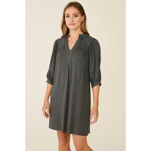 Zara Women's  Tunic Gauze Dress Gray Flowy Bohemian 3/4 Sleeves Lined Size Small